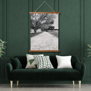 Country Road in Grayscale Hanging Tapestry