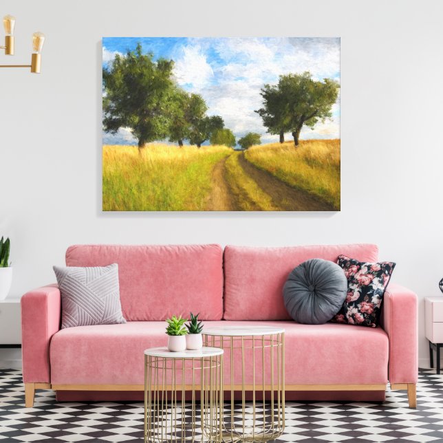 Country Road Landscape Painting Canvas Print (Insitu(LivingRoom))