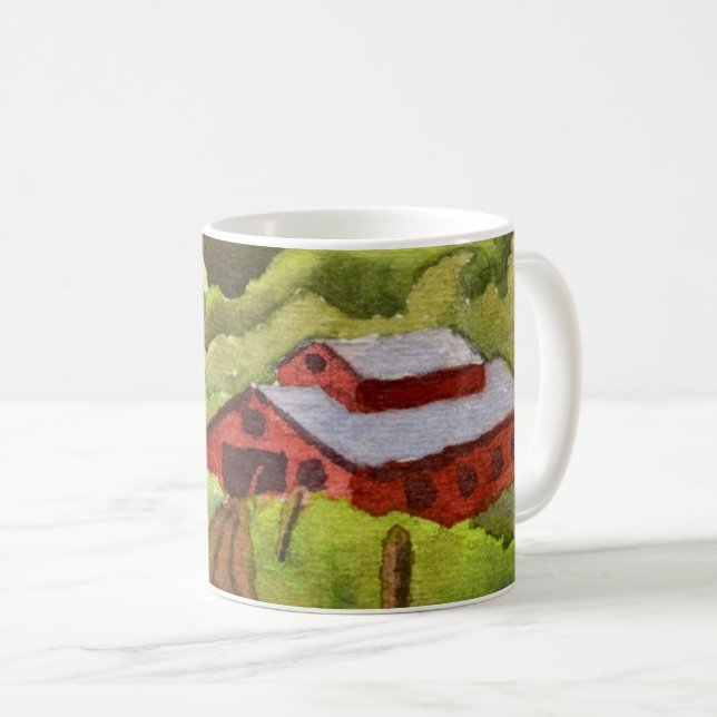 Country Road Mug rural large red barn dirt road (Front Right)