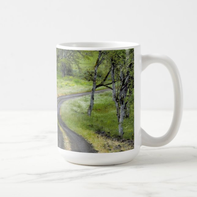 Country road through trees, Oregon Coffee Mug (Right)
