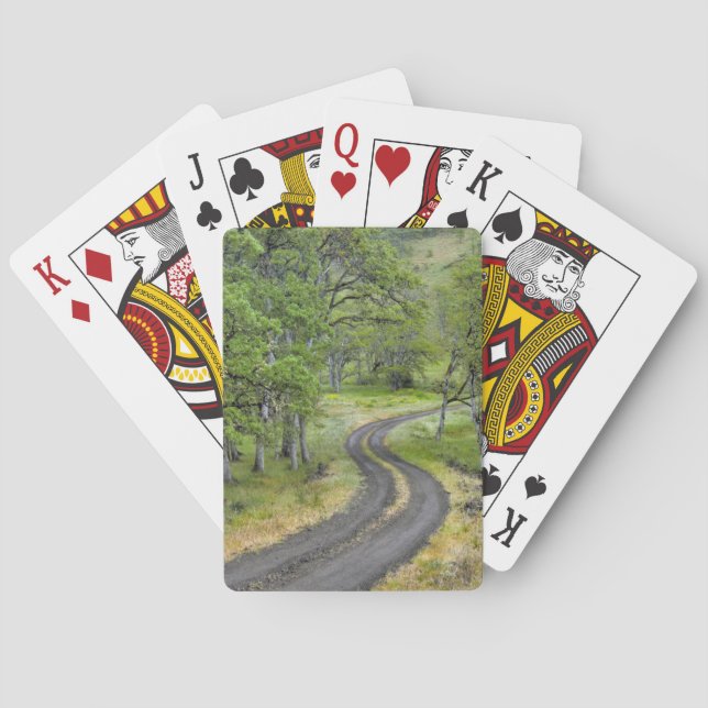 Country road through trees, Oregon Poker Cards (Back)