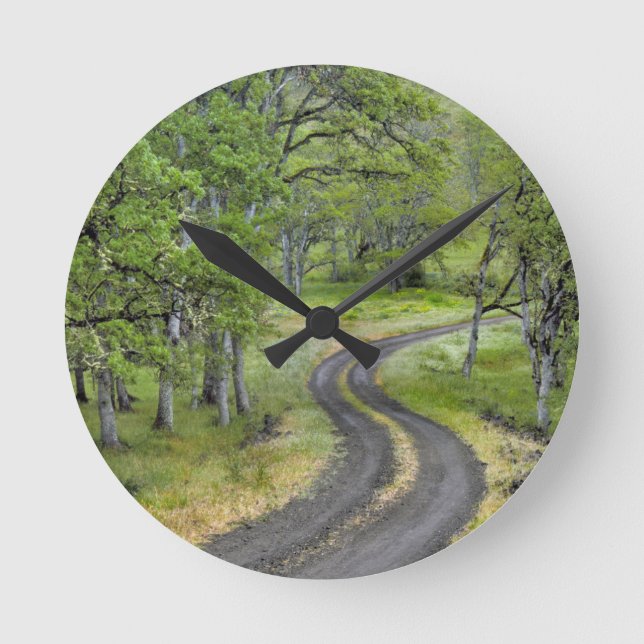 Country road through trees, Oregon Round Clock (Front)