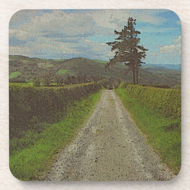 Country road to roam beverage coaster (Front)