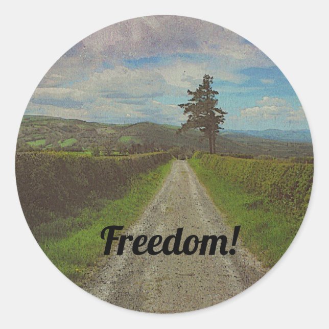 Country road to roam classic round sticker (Front)