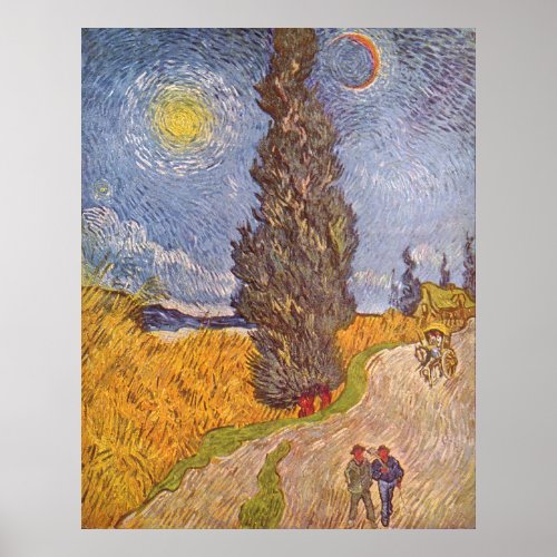 Country road with cypress  Vincent van Gogh Poster