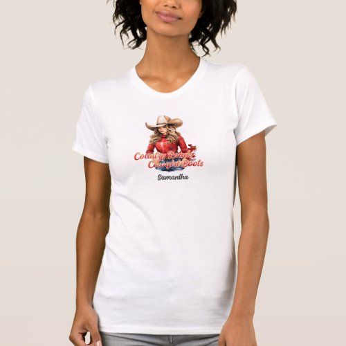 Country roads cowgirl boots beauty Christmas girl T_Shirt
