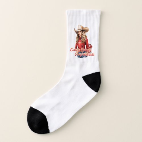 Country roads cowgirl boots pretty Christmas girl Socks