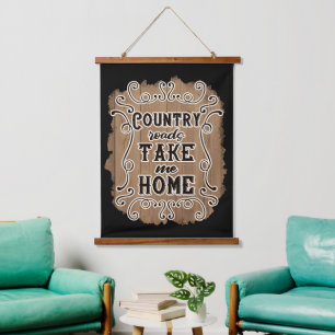 Country Roads sign Hanging Tapestry