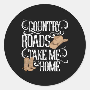 Country Roads Take Me Home Music Lyrics Classic Round Sticker