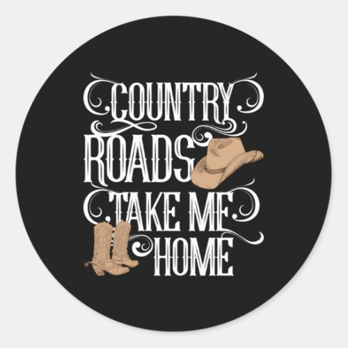 Country Roads Take Me Home Music Lyrics Classic Round Sticker