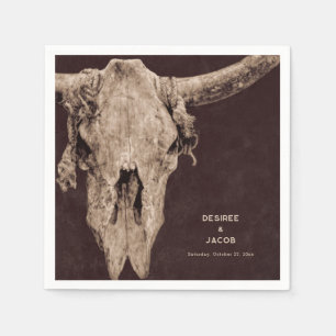 Country Rodeo Western Brown Bull Skull Napkins