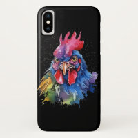 Country Rooster Chicken Watercolor Style