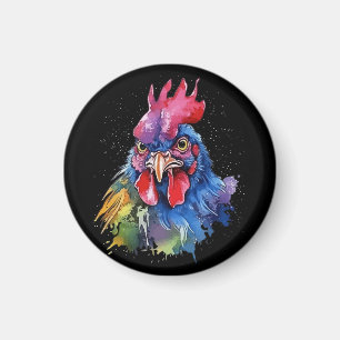 Country Rooster Chicken Watercolor Style Magnet