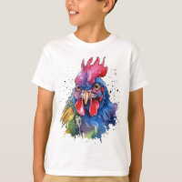 Country Rooster Chicken Watercolor Style