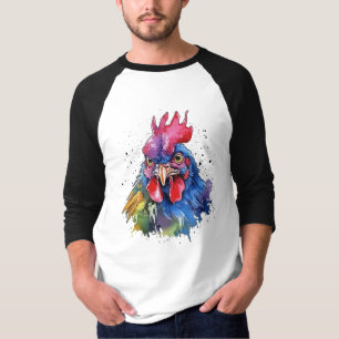 Country Rooster Chicken Watercolor Style T-Shirt