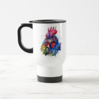 Country Rooster Chicken Watercolor Style