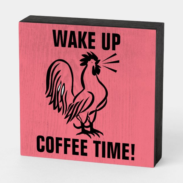 COUNTRY ROOSTER COFFEE LOVER RUSTIC WALL SIGN (Angled Horizontal)