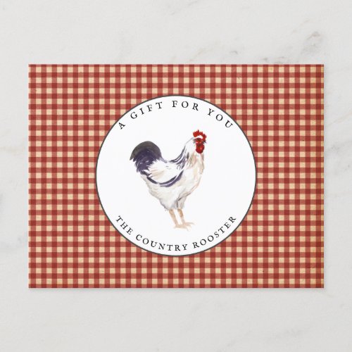  Country Rooster Farmhouse Gift Certificate Postcard