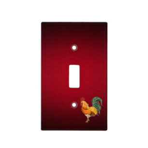 Country Rooster Light Switch Cover-Burgandy Glow Cover