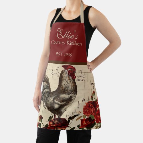 Country Rooster Vintage Receipt Apron