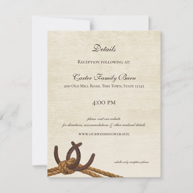 Country Rope and Horseshoes Wedding Invitation (Front)