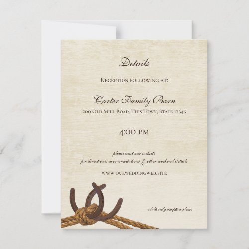 Country Rope and Horseshoes Wedding Invitation