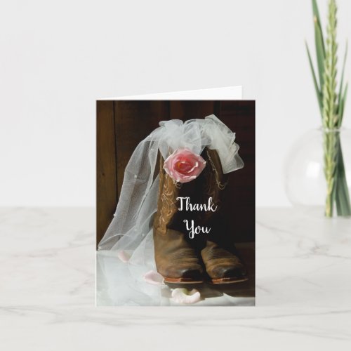 Country Rose and Cowboy Boots Wedding Thank You