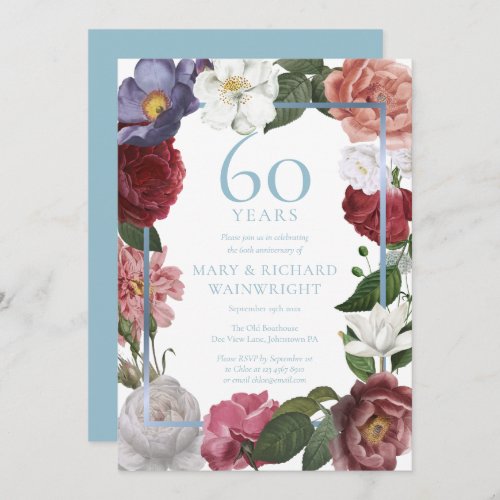 Country Rose Garden 60th Anniversary Invitation