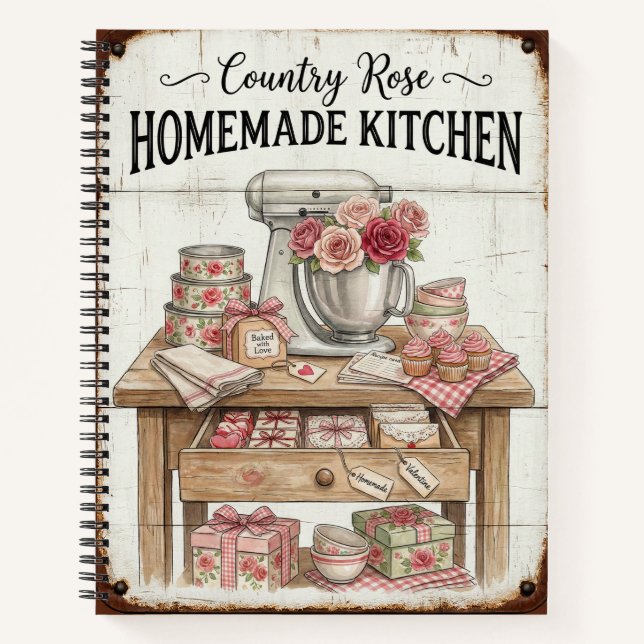 Country Rose Homemade Kitchen Recipe Notebook (Front)