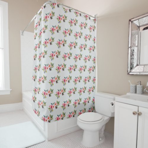 Country Roses Pattern Dove Gray Shower Curtain