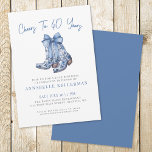 Country Rustic 40th Birthday Invitation<br><div class="desc">Something Blue Before I Do! Elegant Cowboy Boot Bridal Shower Invitation. Celebrate the bride-to-be with a touch of country charm and sophistication. This invitation features a pair of fancy blue cowboy boots at the top, adorned with a large watercolor bow. The boots are decorated with a floral or chinoiserie-inspired pattern,...</div>