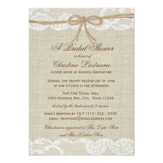 Country Rustic and Lace Wedding Bridal Shower Card
