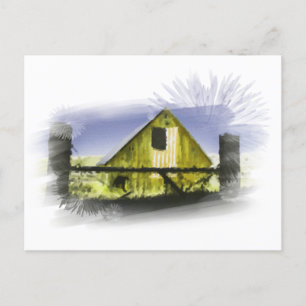*~* Country Rustic Barn American Flag AR19 Postcard