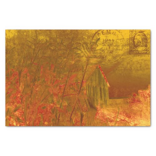 Country Rustic Barn Fall Orange Yellow Vintage Tissue Paper