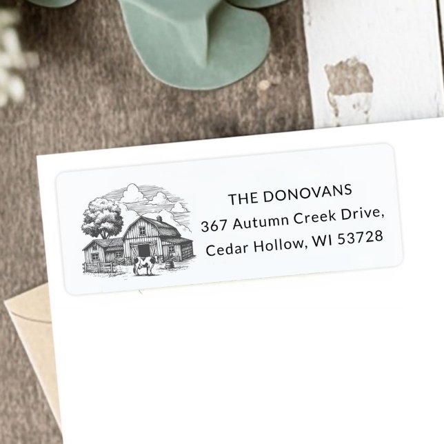 Country Rustic Barn Farmhouse Return Address  Label (Country Rustic Barn Farmhouse Return Address Label)