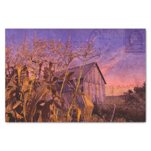 Country Rustic Barn Purple Vintage Dusk Tissue Paper