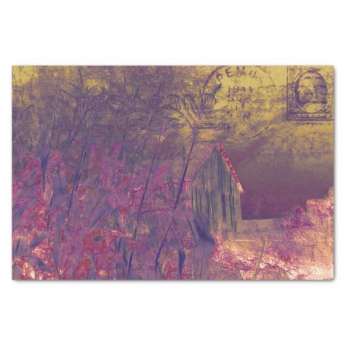 Country Rustic Barn Purple Yellow Vintage Farm Tissue Paper