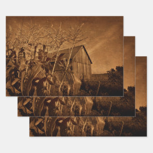 Country Rustic Barn Vintage Brown Farm Texture Wrapping Paper Sheets