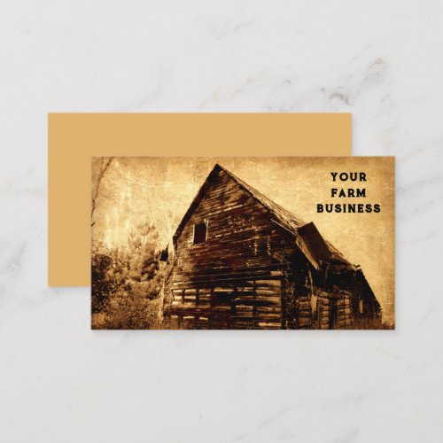 Country Rustic Barn Vintage Brown Sepia Texture Business Card