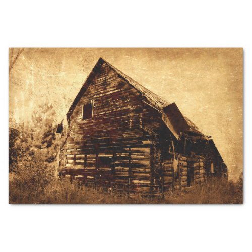 Country Rustic Barn Vintage Brown Sepia Texture Tissue Paper