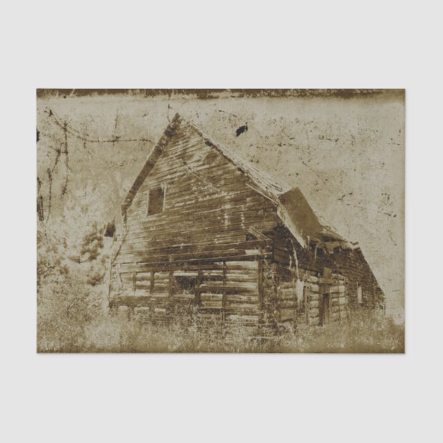 Country Rustic Barn Vintage Sepia Texture Tissue Paper (Front)