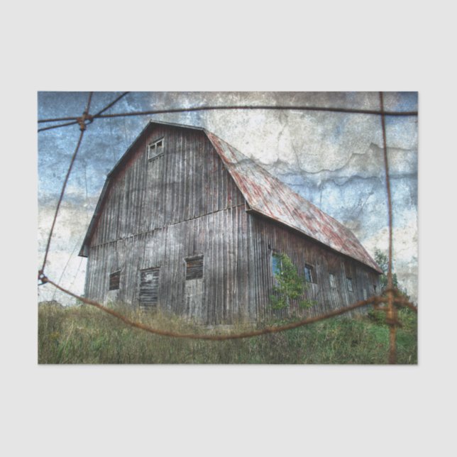 Country Rustic Barn Vintage Texture Decoupage Tissue Paper (Front)