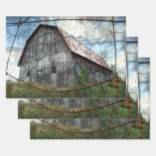 Country Rustic Barn Vintage Texture Decoupage Wrapping Paper Sheets