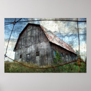 Country Rustic Barn Vintage Texture Design Poster