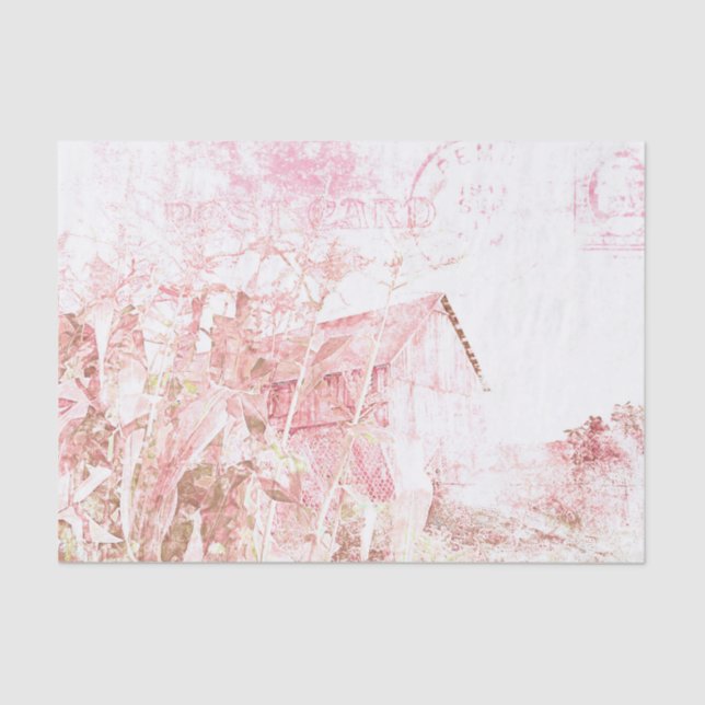 Country Rustic Barn White Brown Distressed Script Tissue Paper (Front)