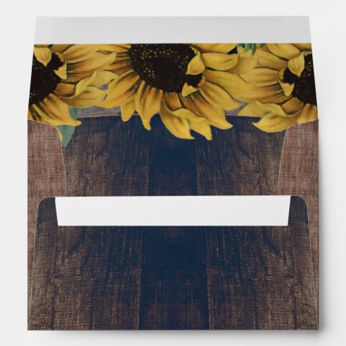 Country Rustic Barrel Vintage Sunflower Wedding Envelope