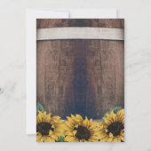 Country Rustic Barrel Vintage Sunflower Wedding Invitation (Back)