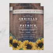 Country Rustic Barrel Vintage Sunflower Wedding Invitation (Front/Back)