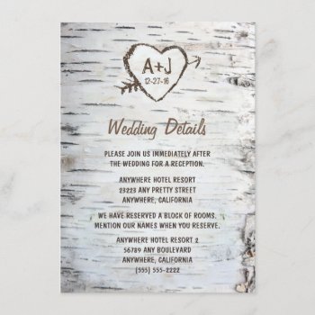 Country Rustic Birch Tree Bark Wedding Enclosure Card by RusticWeddings at Zazzle