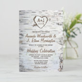 Country Rustic Birch Tree Bark Wedding Invitations (Standing Front)
